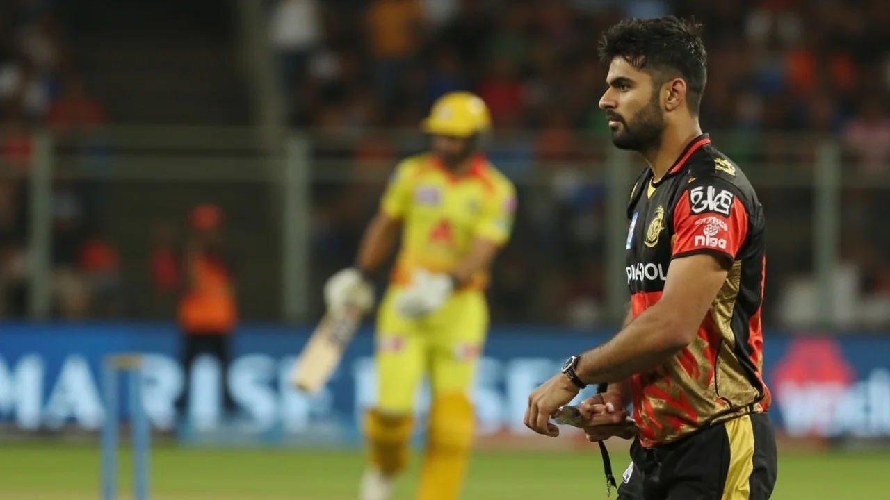 A tight all-rounder action frame at the crease under floodlights, first editorial figure for the Shashank Singh Puducherry move report