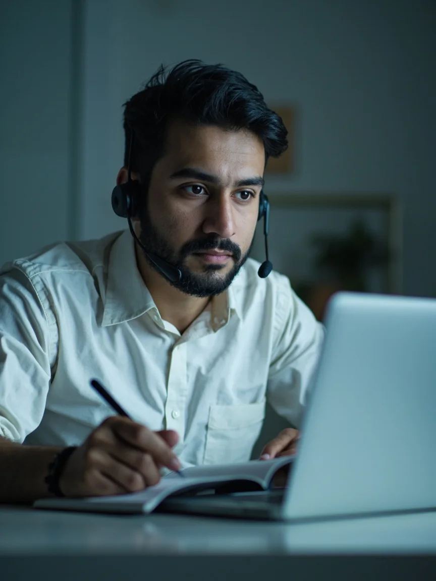 A support agent on a phone call